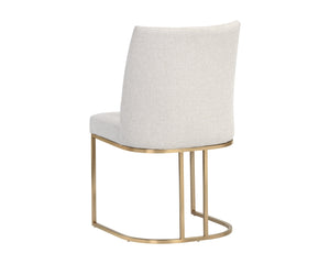 Sunpan Rayla Dining Chair Set - Elegant Cantilever Design with Antique Brass Frame for Modern Homes Belfast Oatmeal