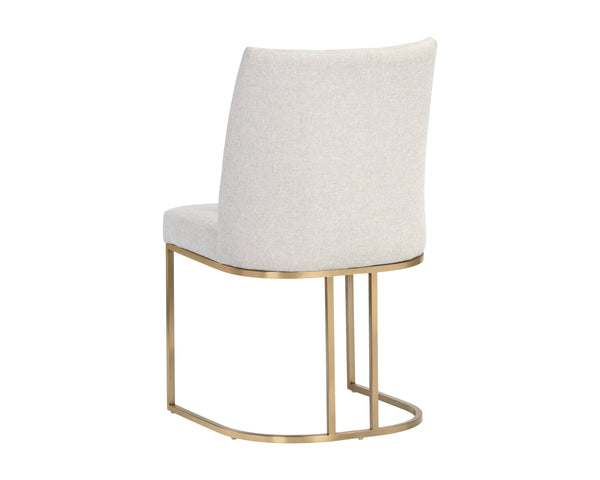 Sunpan Rayla Dining Chair Set - Elegant Cantilever Design with Antique Brass Frame for Modern Homes Belfast Oatmeal