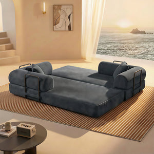 English Elm Compression Corduroy Modular Floor Sofa Sleeper Loveseat Tatami Sectional for Living Room Antique Grey W1919P414173