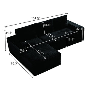 English Elm 104 Inch Corduroy Modular Sectional Sofa Deep Seat Cloud Couch for Living Room W5515S00019