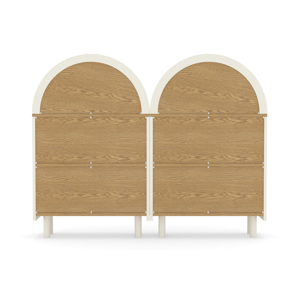 English Elm Arched Bookcase Set of 2 Three Tier Mdf Shelving with Warm Woodgrain Accent W2557P475972