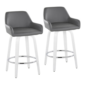 English Elm Fixed-height Swivel Counter Stools with Faux Leather Seats and Chrome Footrest Set of 2 Grey B202S01816