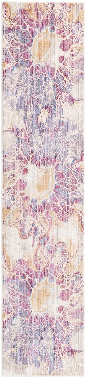 Unique Loom Deepa Imersion Machine Made Abstract Rug Multi, Ivory/Gray/Gold/Light Blue/Purple 2' 6" x 12' 2"