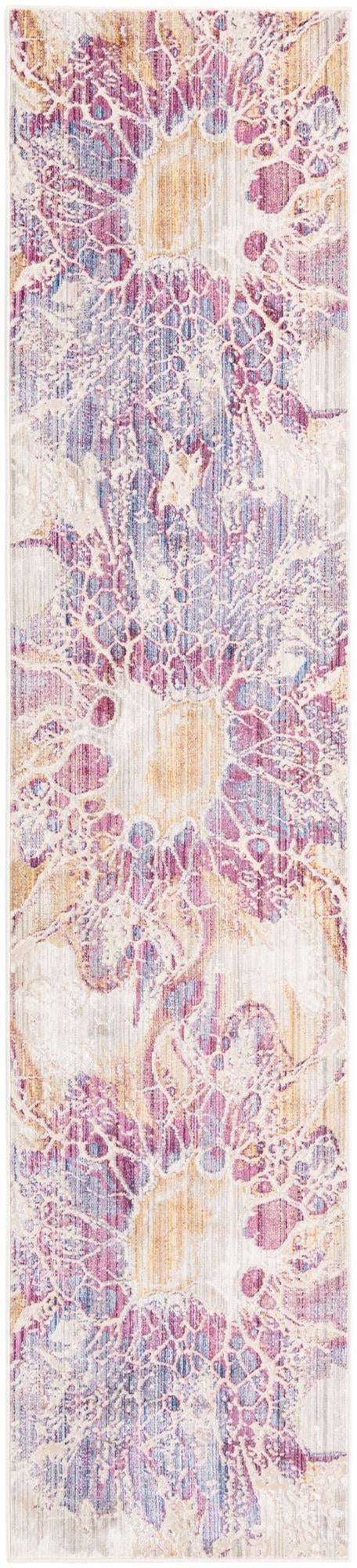 Unique Loom Deepa Imersion Machine Made Abstract Rug Multi, Ivory/Gray/Gold/Light Blue/Purple 2' 6" x 12' 2"