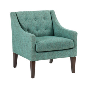 English Elm Contemporary Button-Tufted Accent Chair with Plush Fabric, Curved Arms and Solid Wood Legs for Living Green 26.5 L x 28.5 W x 22.5 H B011P281836