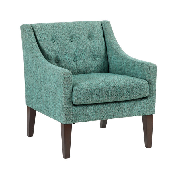 English Elm Contemporary Button-Tufted Accent Chair with Plush Fabric, Curved Arms and Solid Wood Legs for Living Green 26.5 L x 28.5 W x 22.5 H B011P281836