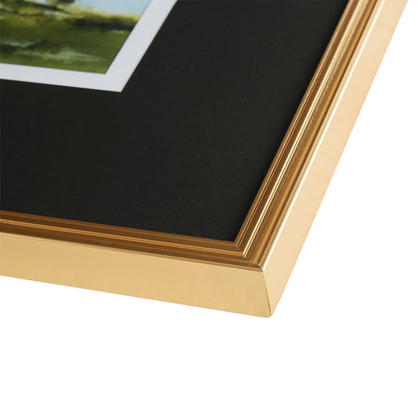 JLA Home Madison Park - Framed Abstract Landscape by Delsie Walters, Double-Matted Green & Blue Print in Gold Frame, Glass Front MT95G-0029