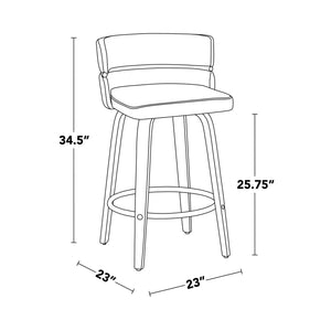 English Elm Fixed-height Swivel Counterstools Faux Leather Seat Chrome Footrest Kitchen Island Set B202S01801