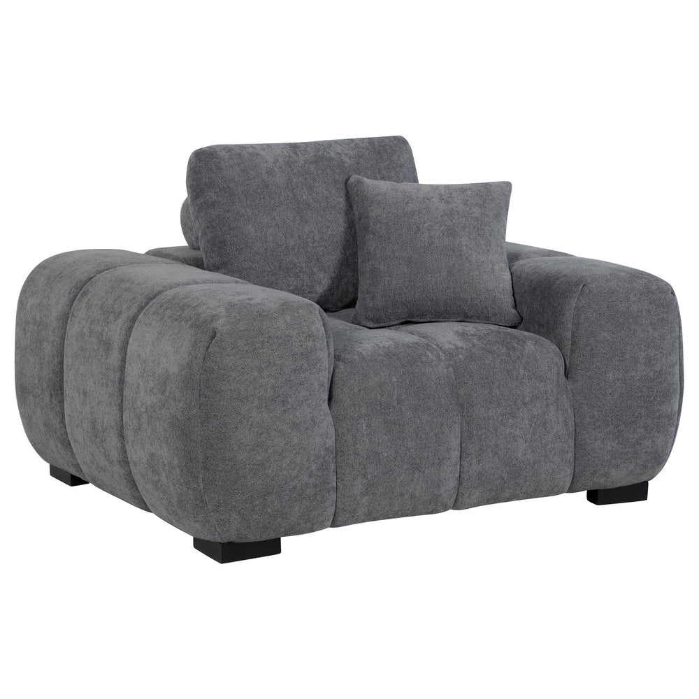 English Elm Plather Channel Tufted Accent Chair Wide Waterfall Arms Foam Seat Living Room Charcoal Grey B062P447953