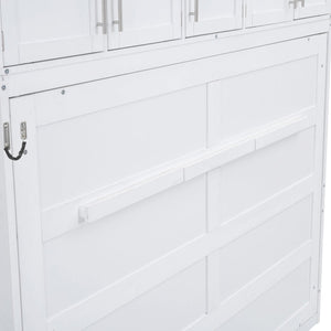 English Elm Queen Murphy Wall Bed with Top Cabinet Storage for Small Space Living White LP006665AAK-1