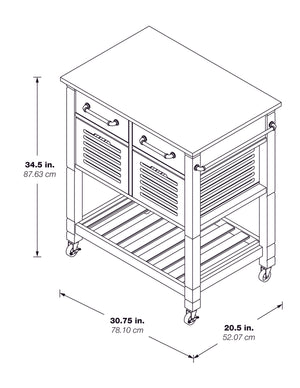 OSP Home Furnishings Stafford Kitchen Cart White