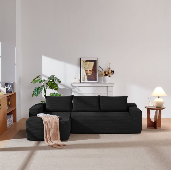 English Elm 104''cloud Modular Sectional Sofa Deep Corduroy Seat with Chaise for Living Room W3975S00047