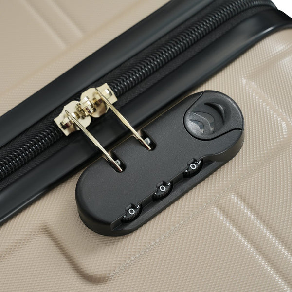 English Elm 6 Piece Hardshell Abs Travel Set with Spinner Wheels Combination Lock and Toiletry Bag Khaki N732P391465K