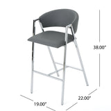 Christopher Knight Home® - Noble House - Marlon Modern Grey Leather 28.25 Inch Barstool - Set of 2