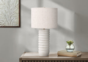 English Elm Lighting, Elegant 28" Cream Resin Table Lamp With Ivory Shade And Gold Finial - Transitional Design Perfect For Any Space B2710P220122