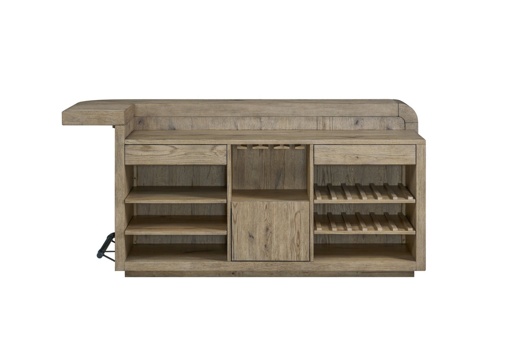 English Elm English Knotty Oak Veneer Counter Bar with Open Shelving for Home Entertaining B2699P454946