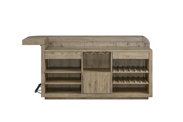 English Elm English Knotty Oak Veneer Counter Bar with Open Shelving for Home Entertaining B2699P454946