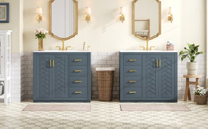 English Elm 72'' Modern Blue Bathroom Vanity With Ceramic Sink, Soft-Closing Drawers & Solid Wood Frame Storage N710SS00013C