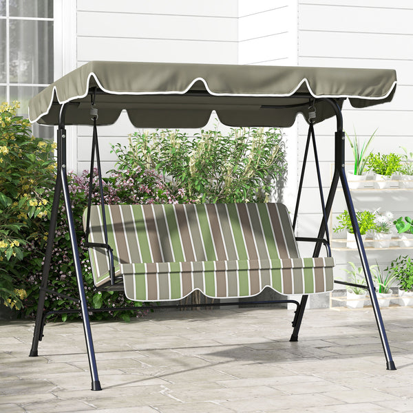 English Elm Outsunny 3 Person Porch Swing with Steel A-frame Uv Canopy and Cushioned Outdoor Seating W2225P200601