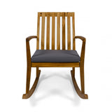 Christopher Knight Home® - Noble House - Colmena Outdoor Acacia Wood Rustic Rocking Chair With Cushion,Teak And Dark Gray