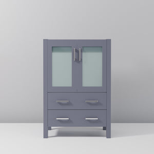 English Elm Dark Grey Wood Bath Vanity 24" Compatible Top, Soft-Close Drawers, Full Storage, Fully Assembled B2731P260410