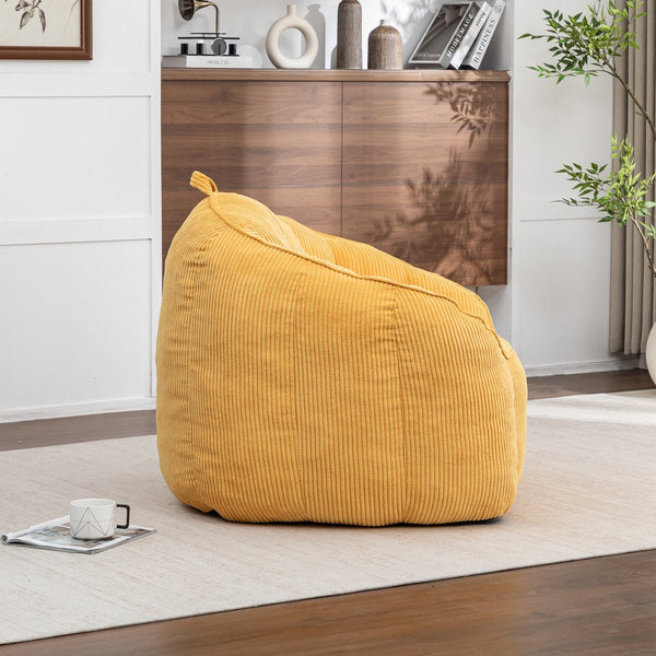 English Elm Giant Corduroy Bean Bag with Armrests Shredded Foam Lounge Chair for Living Room Yellow W2200P442626
