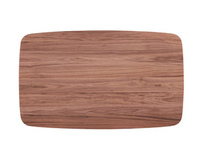 English Elm Walnut 59"W Modern Curved Solid Wood Dining Table for 6 with Tapered Legs — Sturdy Stylish Design B2741S00240