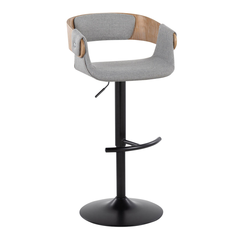English Elm Elisa Mid-century Swivel Barstools with Grey Fabric Seat and Black Metal Base Set of 2 B202S00826