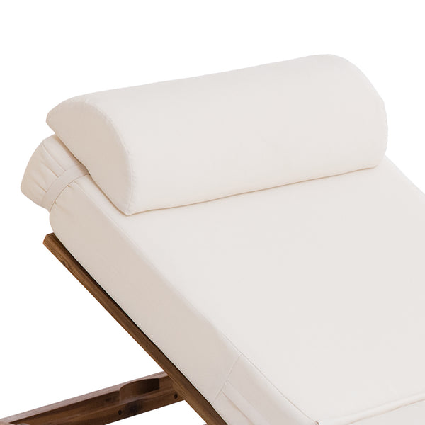 English Elm U_style Solid Acacia Wood Outdoor Lounge Set Adjustable Reclining Poolside Chairs with Headrest Beige WY000483AAA