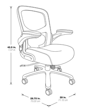 OSP Home Furnishings Big and Tall Ergonomic Mesh Office Chair with Memory Foam Seat and Lumbar Support 69227-3M