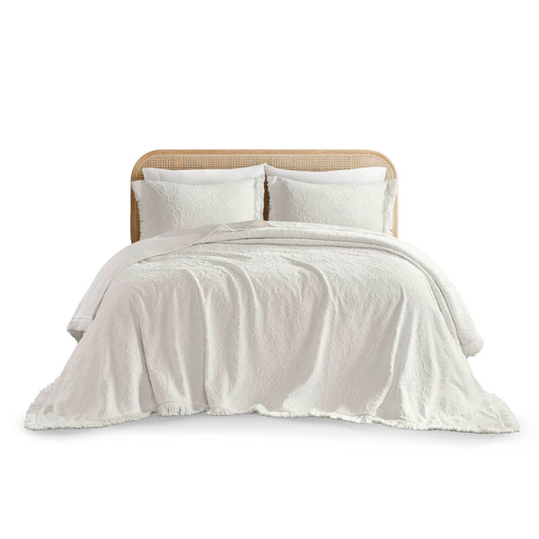 English Elm 3PCS King Bedspread Set - 120"x108" Lightweight Cotton-Blend Coverlet with 2 King Shams, Breathable B035P341101