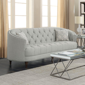 English Elm Veronica Elegant Grey Tufted Sofa with Curved U-Back, Nailhead Trim, Romantic Sloped Arms (85") B062P357813