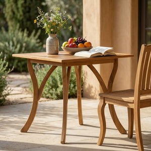 English Elm Outdoor Acacia Wood Square Bistro Table with Slatted Top and Cabriole Legs 57234.00