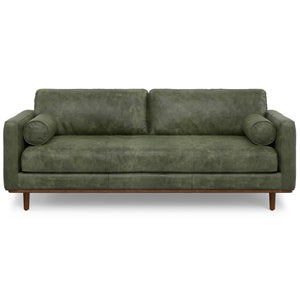 English Elm Morrison 89-Inch Mid-Century Modern Sofa In Moss Green Leather - Comfortable, Durable, Eco-Friendly Design B136P364290