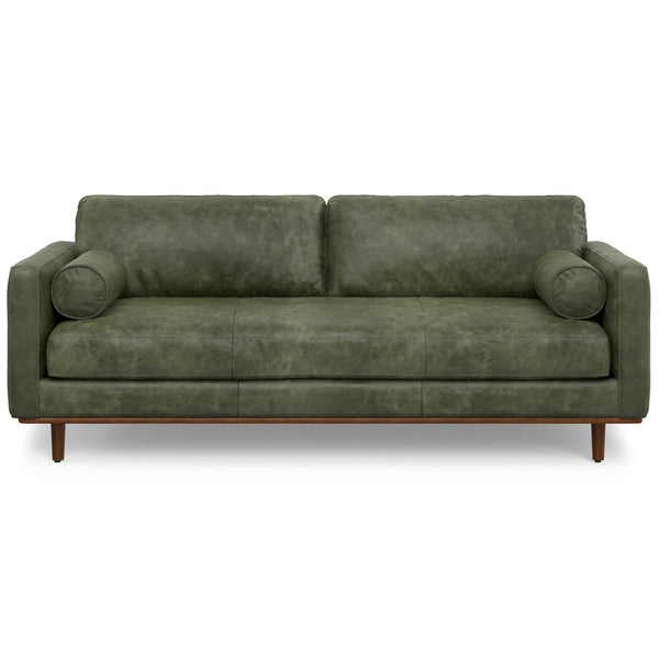 English Elm Morrison 89-Inch Mid-Century Modern Sofa In Moss Green Leather - Comfortable, Durable, Eco-Friendly Design B136P364290
