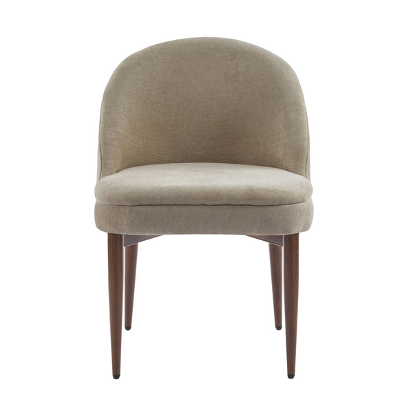 English Elm Christopher Knight Home® - Fabric Chenille Upholstered Iron Dining Chair with Ergonomic Curved Back, Plush Cushioning, Durable Frame Light Camel,Walnut 27.25 L x 24 W x 22.5 H N776P272026M