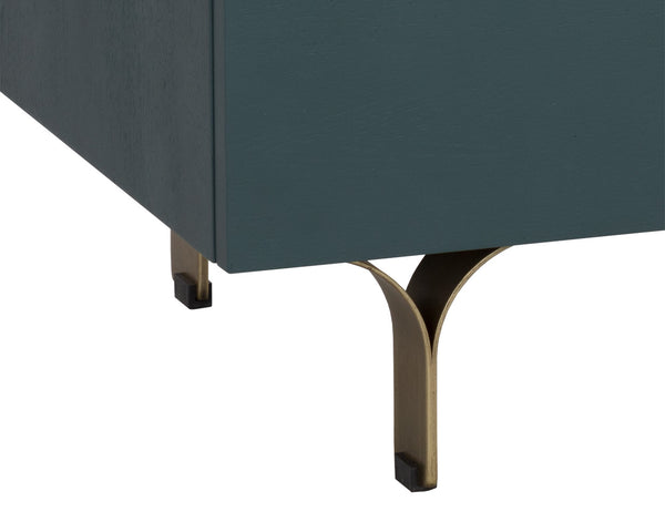 Sunpan Celine Nightstand - Elegant Two-Drawer Design with Antique Brass Feet for a Luxe Bedroom Retreat Small - 19.75W x 17.75D x 20.5H