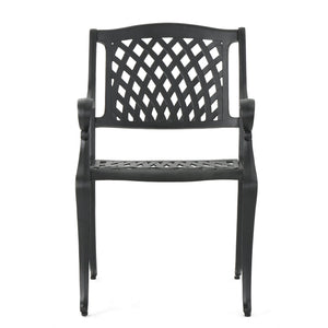 English Elm Cayman Arch Back Cast Aluminum Mesh Outdoor Dining Chairs Weather Resistant Set 54587.00SAD