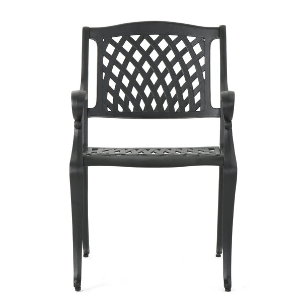 English Elm Cayman Arch Back Cast Aluminum Mesh Outdoor Dining Chairs Weather Resistant Set 54587.00SAD