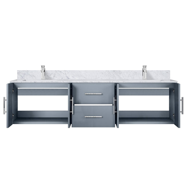 English Elm Dark Grey Double Bath Vanity 72" With Carrara Marble Top, Faucet Set & Ample Storage Solutions B2731P258692