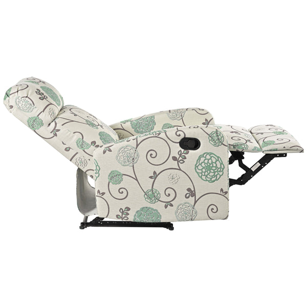 English Elm Christopher Knight Home® - Modern Recliner Plush Manual Recliner Chair with Ergonomic Support, 3-Position Backrest, Durable Fabric Comfort Beige+Blue N763P256491C