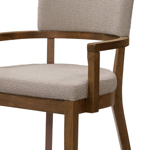 English Elm Christopher Knight Home® - Mid Mid Century Modern Boucle Dining Chairs with Wood Frame, U-Shape Arms, High-Density Foam Comfort khaki,Walnut N771P331337T