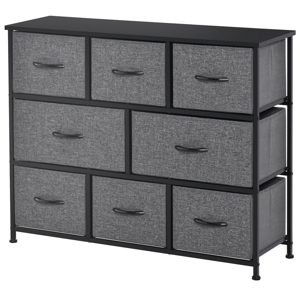 English Elm HOMCOM 8-Drawer Fabric Dresser Tower with MDF Top, Steel Frame, Anti-Tip Design for Bedroom W2225P229649