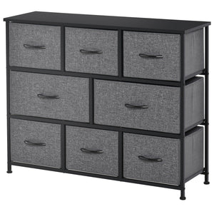English Elm HOMCOM 8-Drawer Fabric Dresser Tower with MDF Top, Steel Frame, Anti-Tip Design for Bedroom W2225P229649