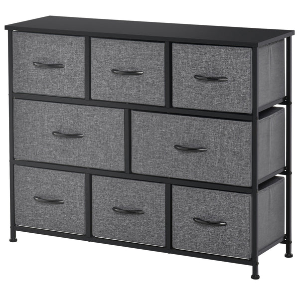 English Elm HOMCOM 8-Drawer Fabric Dresser Tower with MDF Top, Steel Frame, Anti-Tip Design for Bedroom W2225P229649