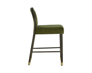 Sunpan JENO Counter Stool in Meg Olive Velvet - Chic Mid-Century Design for Kitchen & Bar Comfort 112315