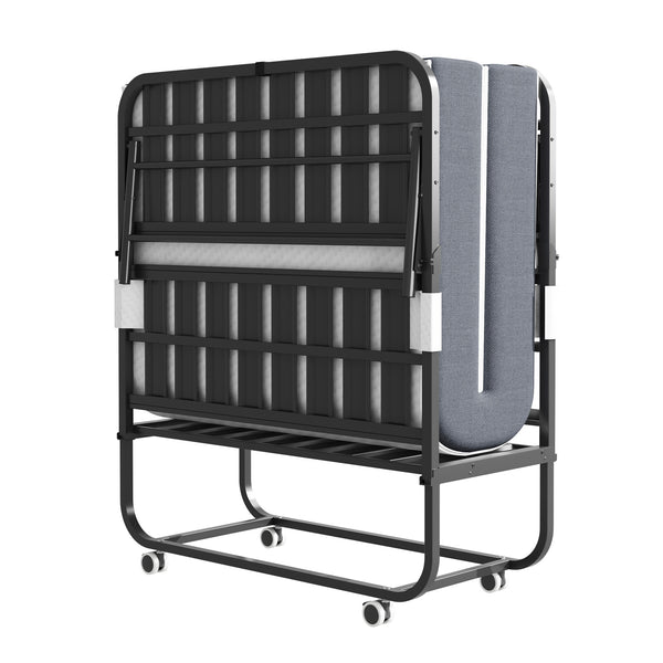 English Elm 75" Extra Long Folding Bed for Tall People with 5" Memory Foam, 450lb Steel Frame, Wheels, Portable Rollaway Comfort T2398P290413