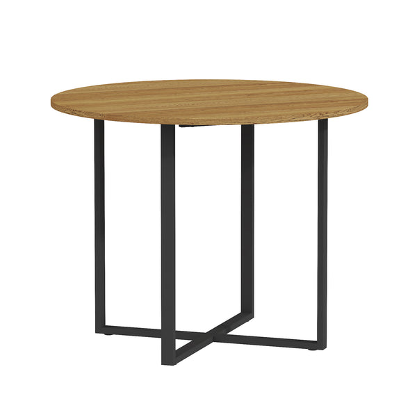 English Elm Sn-rt100-4-wd Round Oak Grain Dining Table with Black Metal Legs for Small Spaces Wood W3875P372899