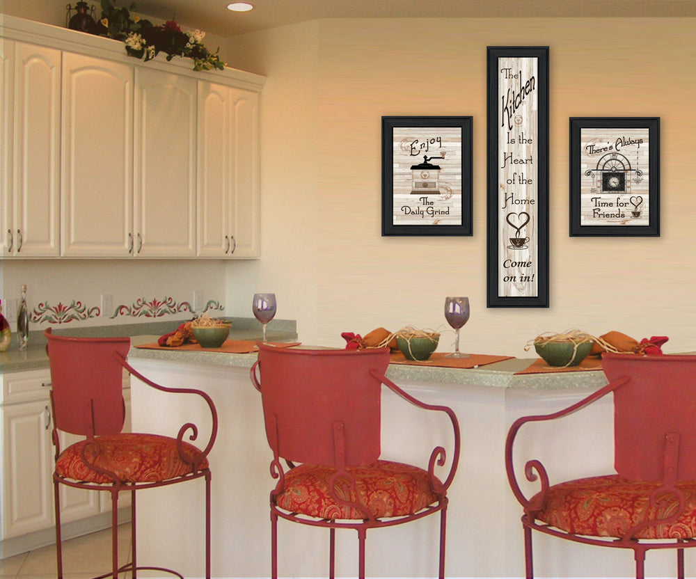English Elm "the the Kitchen Collection Triptych Wood Framed Wall Art Set for Modern Dining Spaces B06787041