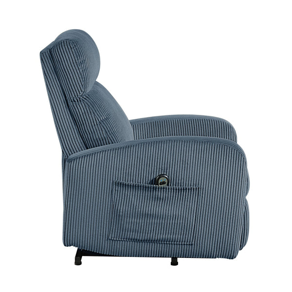 English Elm Contemporary Power Lift Chair Recliner with Plush Corduroy, Foam-Over-Coil Support & Side Pocket Blue 31 L x 29 W x 24 H B011P395833